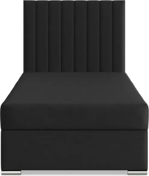 Agen egyszemélyes ágy, szövet, ágyneműtartóval, fekete