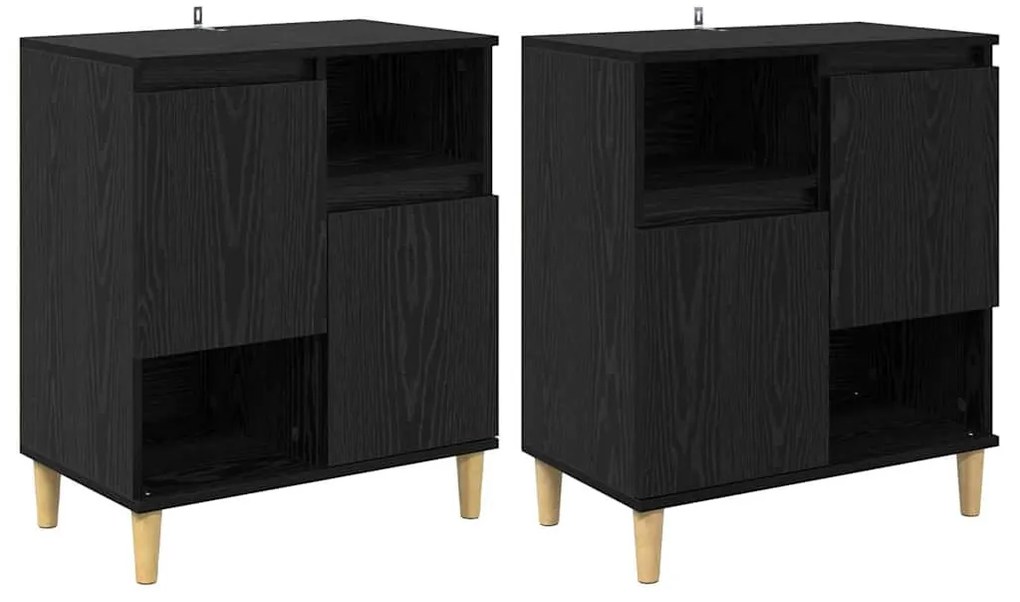 Oldalszekrények 2 pcs Fekete tölgy 60 x 35 x 70 cm Faanyag