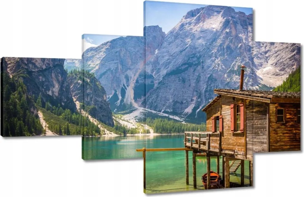 Festmények 130x80 Fa házikó a hegyekben