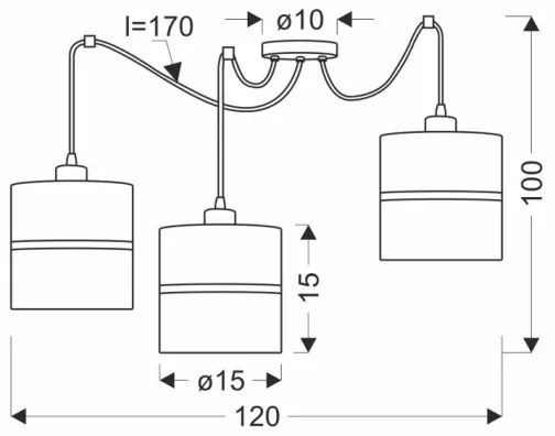 Csillár zsinóron ASSAM 3xE27/60W/230V fekete