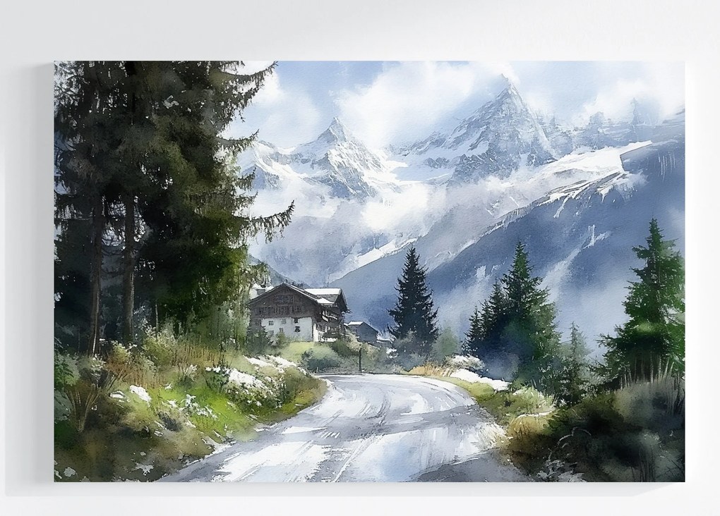 Vászonkép Canvas Tájkép Svájc Alpok Hegyek Jungfrau Út 60x40