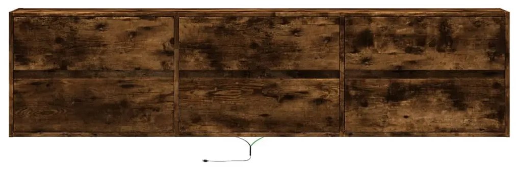 füstös tölgy falra szerelhető TV-szekrény LED-del 180x31x45cm