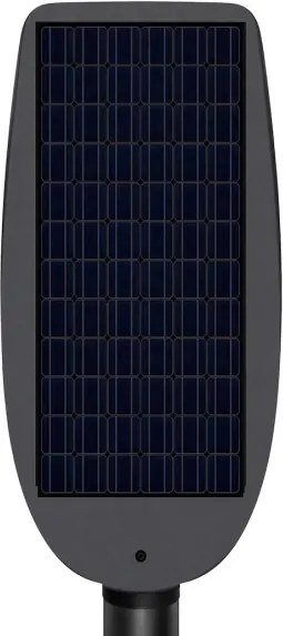Fényerőszabályozható LED napelemes utcai lámpa érzékelővel VENICE 200W/12000 mAh IP65 fekete +távirányító