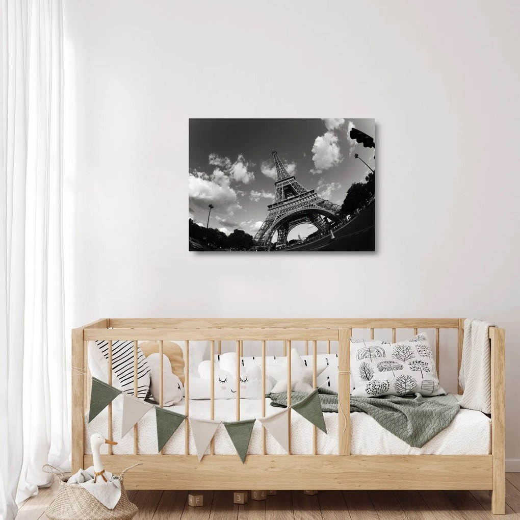 Üveg kép - Eiffel-torony Párizsban (70x50 cm)