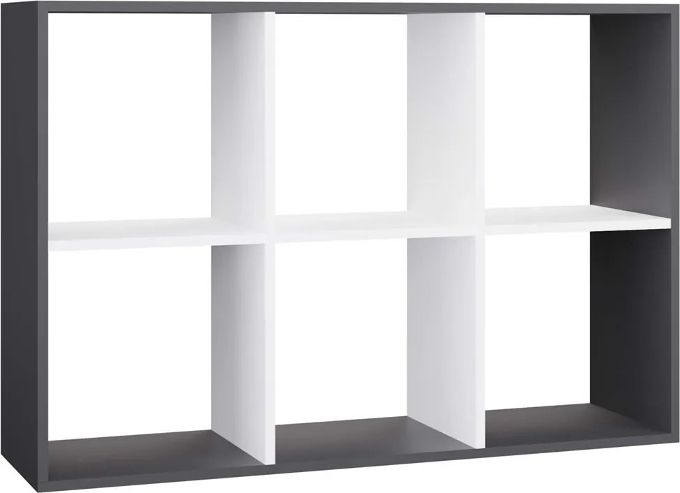 Malax 2x3 polc, 110x75x30 cm, antracit-fehér