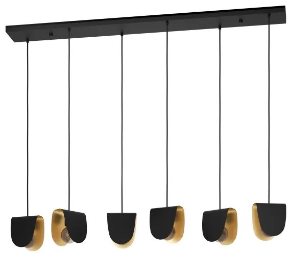 Eglo 390184 - Csillár zsinóron SERENARA 6xE27/40W/230V fekete/arany