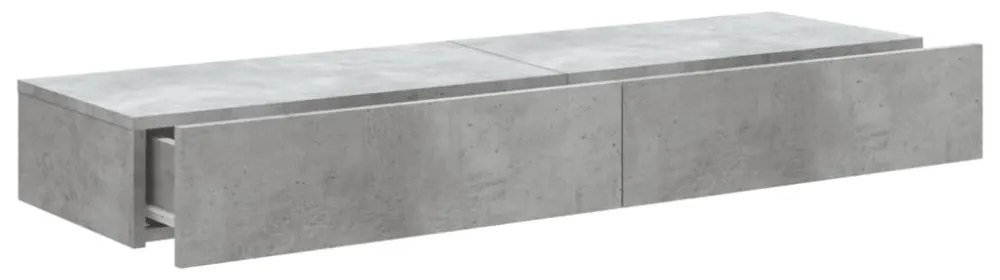 2 db betonszürke TV-szekrény LED-lámpákkal 60x35x15,5 cm