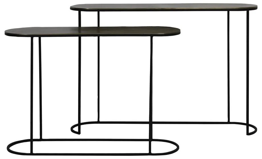 Bronzszínű fém konzolasztal szett 2 db-os 28x118 cm Bocov – Light & Living