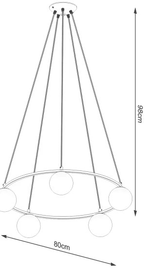 Sollux SL.1214 - Csillár zsinóron YOLI 5xG9/8W/230V fekete