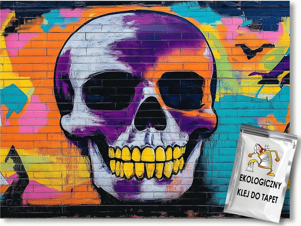 Fotótapéta Flizelina Tégla Graffiti Mural Street Art Koponya 150x105 ragasztó