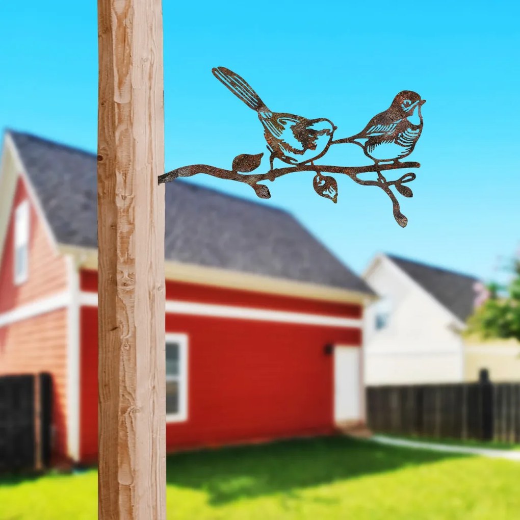 Bird fém kerti dísztárgy, barna, 50×26 cm