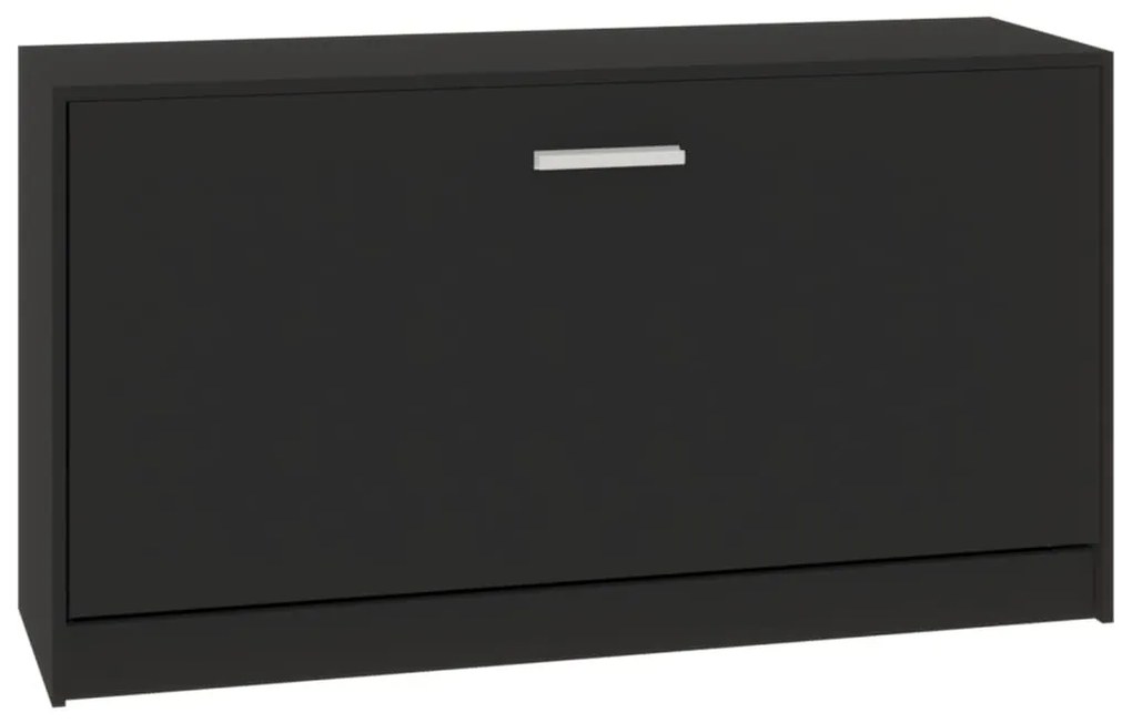 fekete cipőpad 80 x 24 x 45 cm rétegelt fából