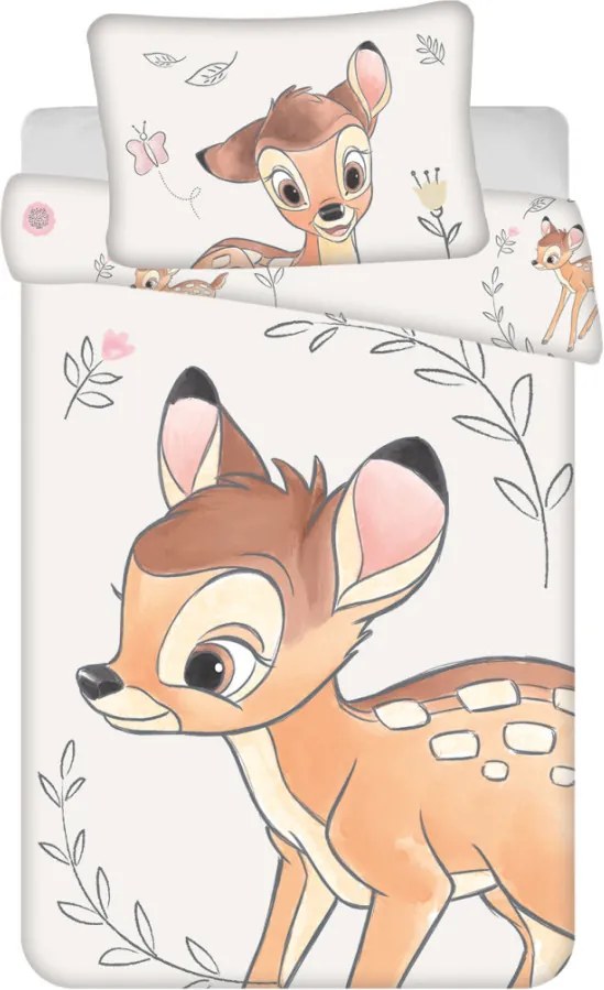 Disney Bambi Beige gyerek, ovis ágyneműhuzat 100×135cm, 40×60 cm