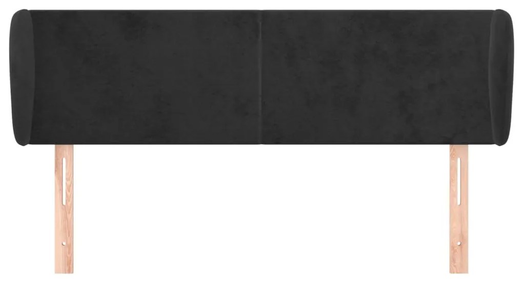 fekete bársony fejtámla szárnyakkal 147x23x78/88 cm