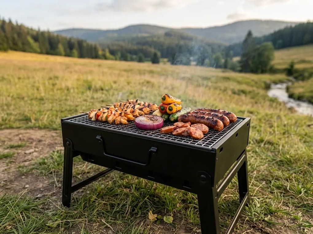 Hordozható faszenes grill EASY TRAVEL 35x29 cm