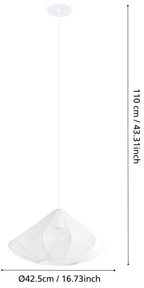 Eglo 43997 - Csillár zsinóron DOLWEN 1xE27/40W/230V átm. 42,5 cm fehér