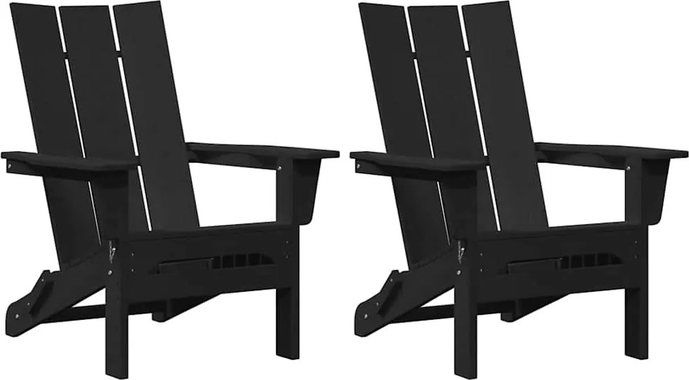 vidaXL Kerti Szék 2 pcs Fekete 80.5 x 74.5 x 92 cm Polietilén