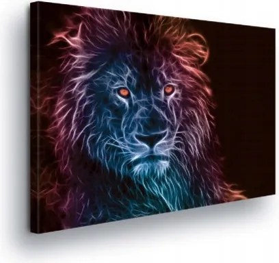 Vászonkép 60x40 Neon oroszlán digitális művészet energia erő vad természet portré