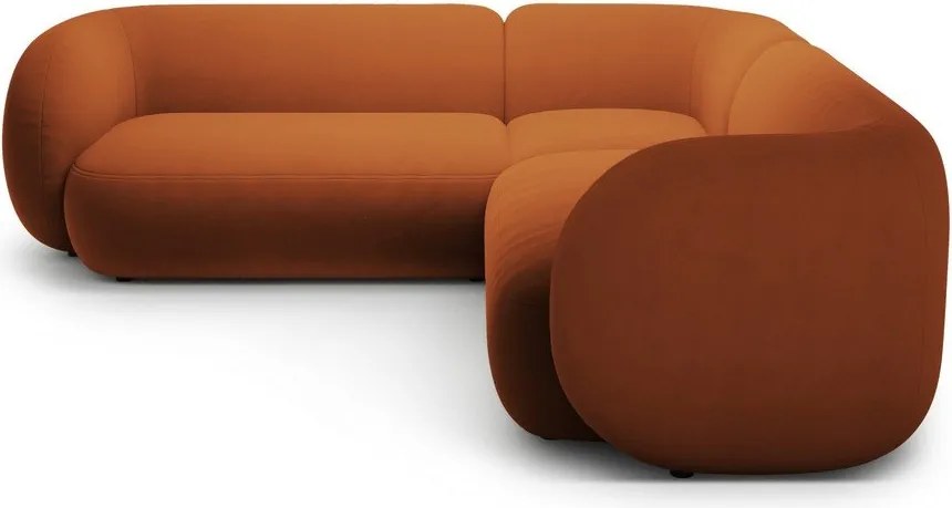 Terrakotta színű bársony sarokkanapé Kate – Micadoni