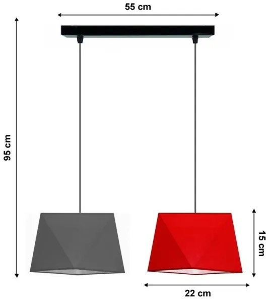 Csillár zsinóron DIAMENT 2xE27/60W/230V szürkés-piros