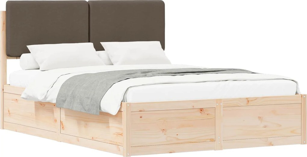 vidaXL Ágykeret Kárpitozott Fejtámlával Tópszínű 160 x 200 cm