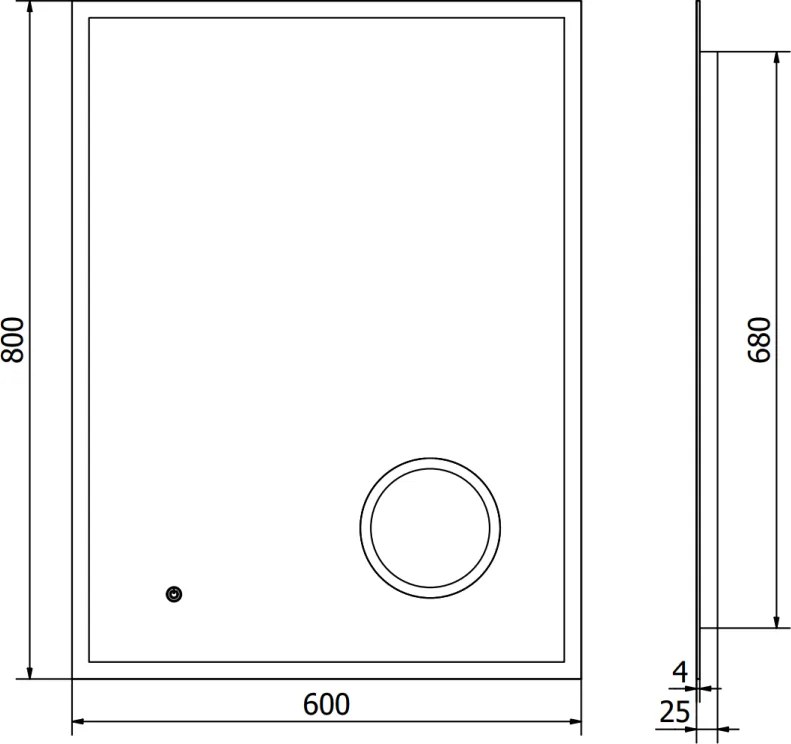 Mexen Kala, LED fürdoszobai tükör háttérvilágítással és kozmetikai tükörrel 60 x 80 cm, 6000K, páramentes, 9820-060-080-611-00