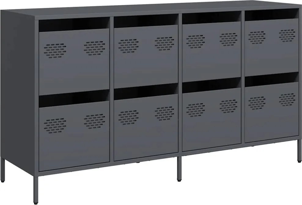 vidaXL antracit hidegen hengerelt acél tálalószekrény 135x39x73,5 cm