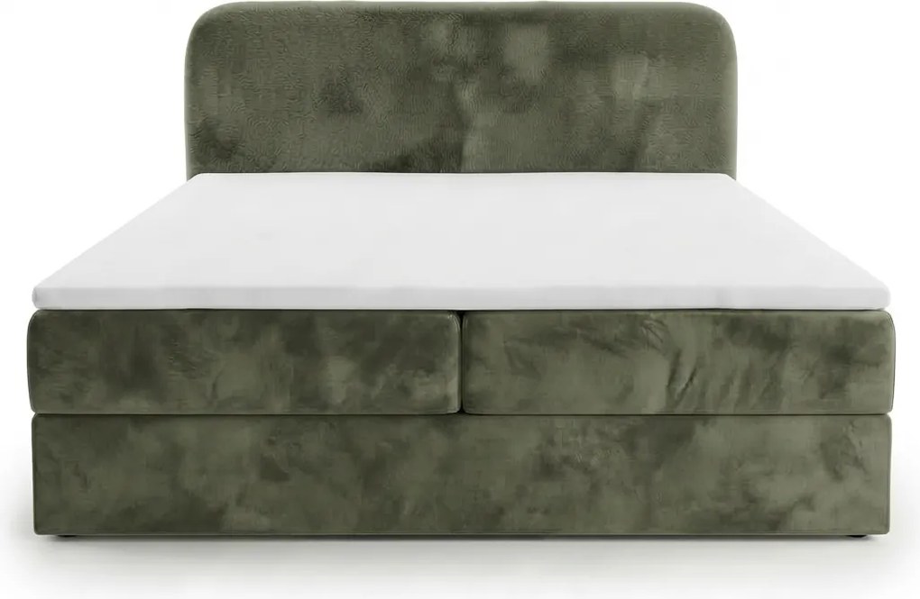 Kárpitozott boxspring ágy FORENA 180x200 cm sötétzöld Matrac: Bonell rugós matrac