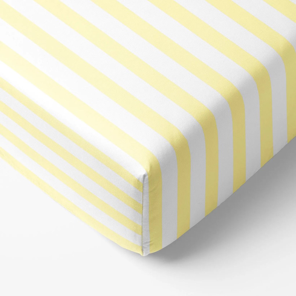 Goldea pamut körgumis lepedő - sárga csíkos 140 x 200 cm