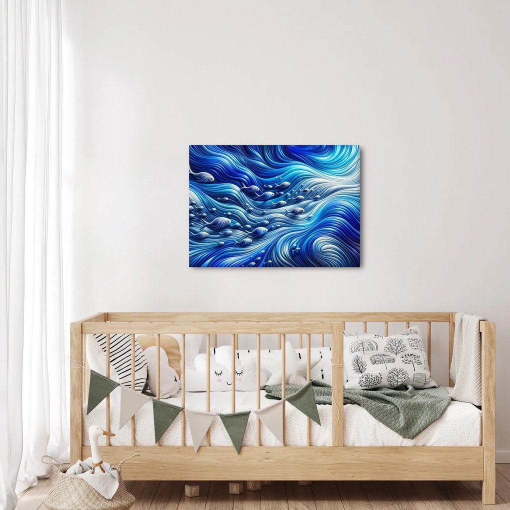 Kép – Halak a hullámokban (70x50 cm)