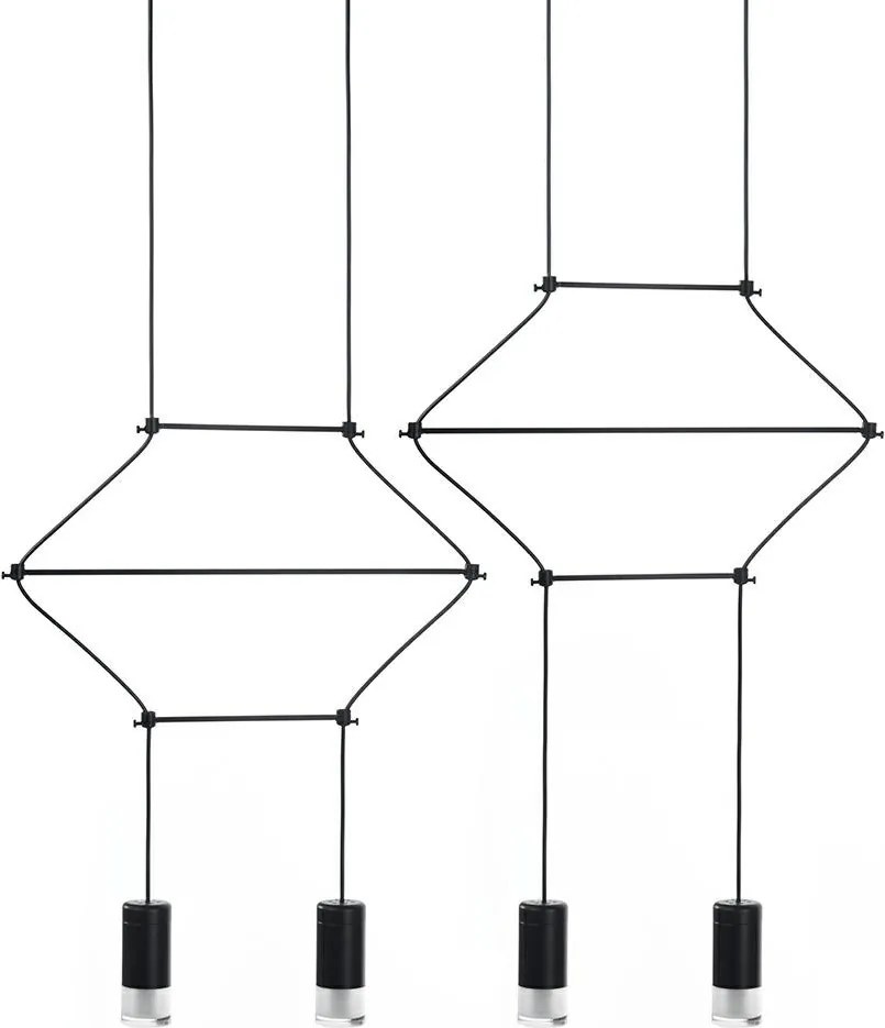 KING HOME JD0032-4P FLUSSO Többágú Függesztett Lámpa Fekete G9 IP20
