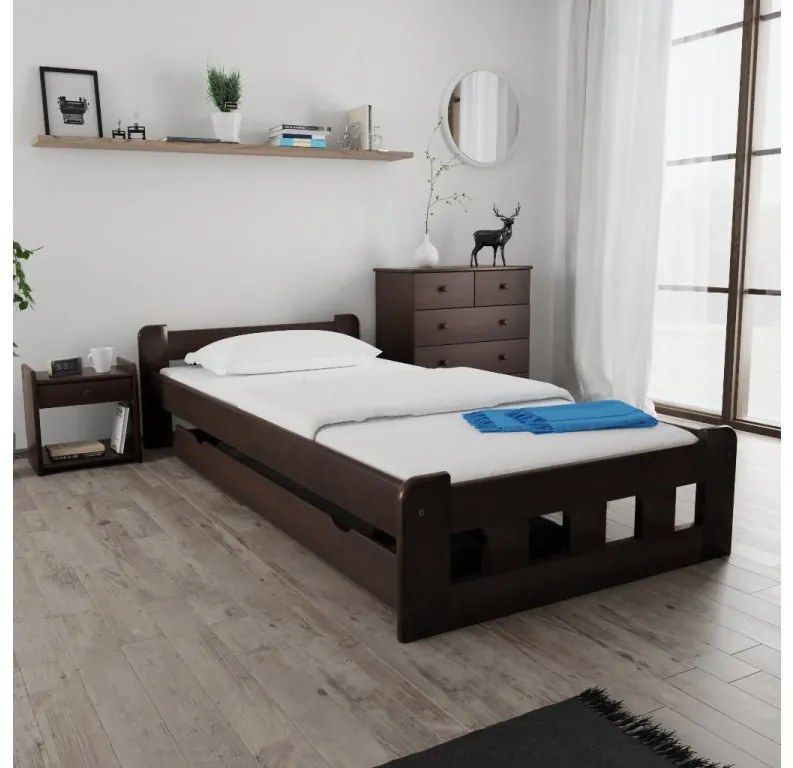 Naomi magasított ágy 90x200 cm, diófa Ágyrács: Ágyrács nélkül, Matrac: Coco Maxi 20 cm matrac