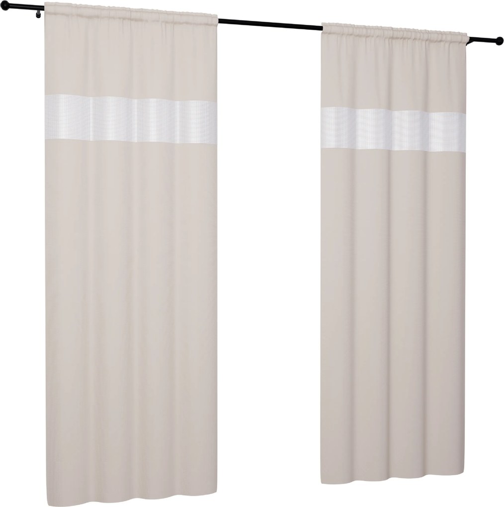 Kész függöny cirkónia kövekkel 145x160 szalagon, ráncolóval, sima matt függöny