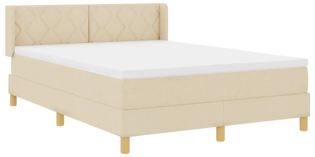 Boxspring Ágy Mattal - Krém, 160 x 200 cm, Textil