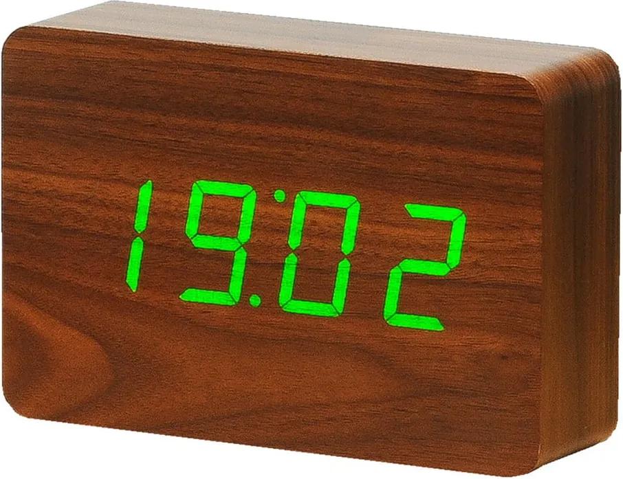 Brick Click Clock sötétbarna ébresztőóra zöld LED kijelzővel - Gingko