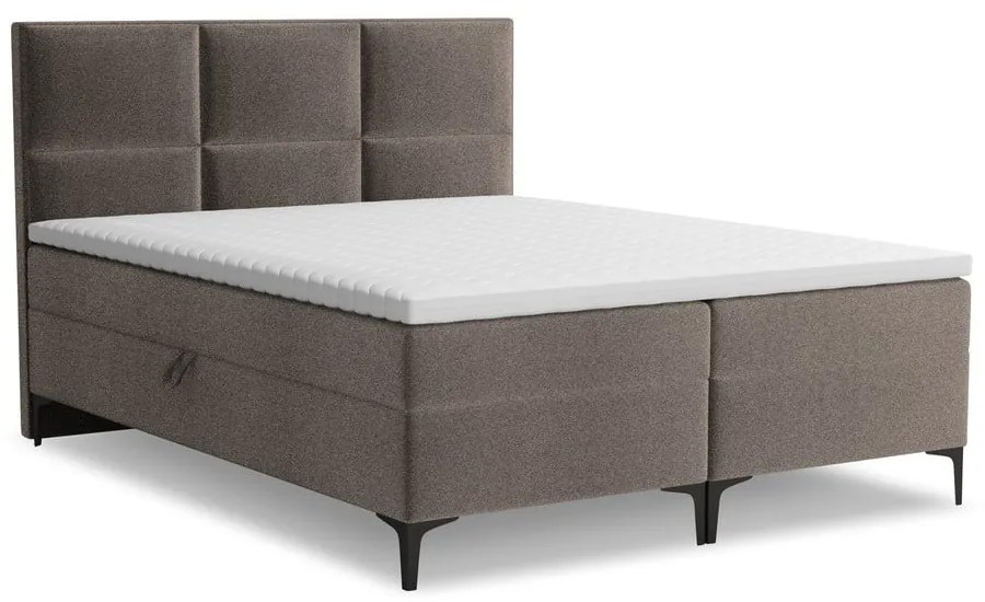 Barna ágyneműtartós boxspring ágy 160x200 cm Pakalana – Makamii