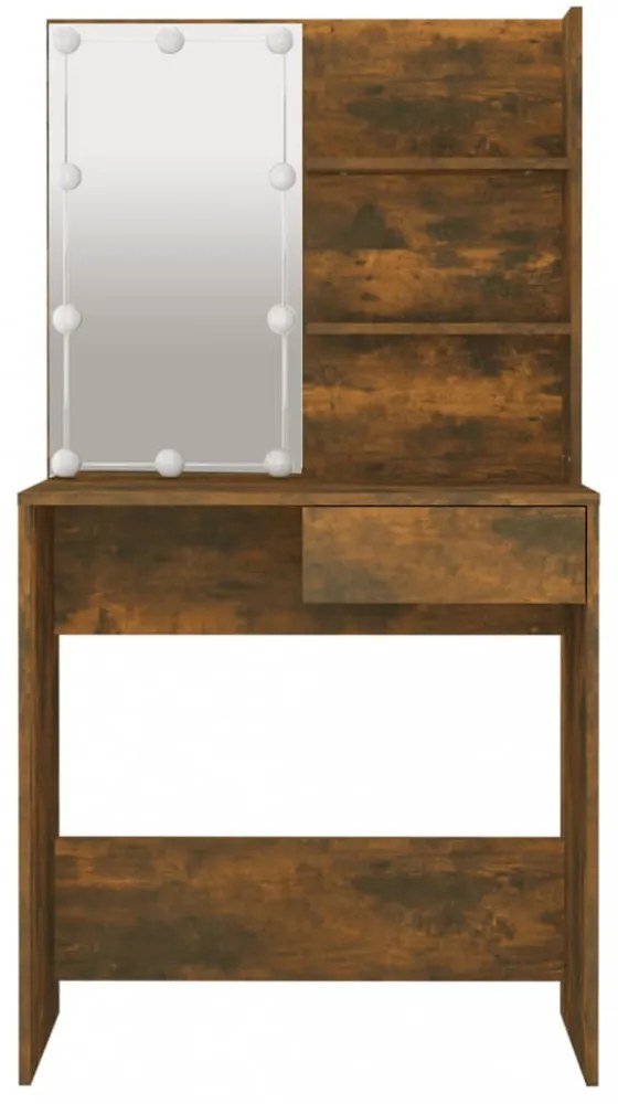 füstös tölgyszínű LED-es fésülködőasztal 74,5 x 40 x 141 cm