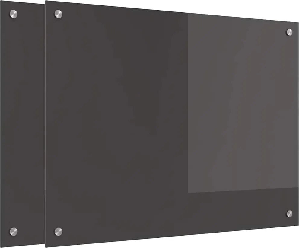 vidaXL Konyhai splashback 2 pcs Sötétszürke 80 x 60 cm edzett üveg