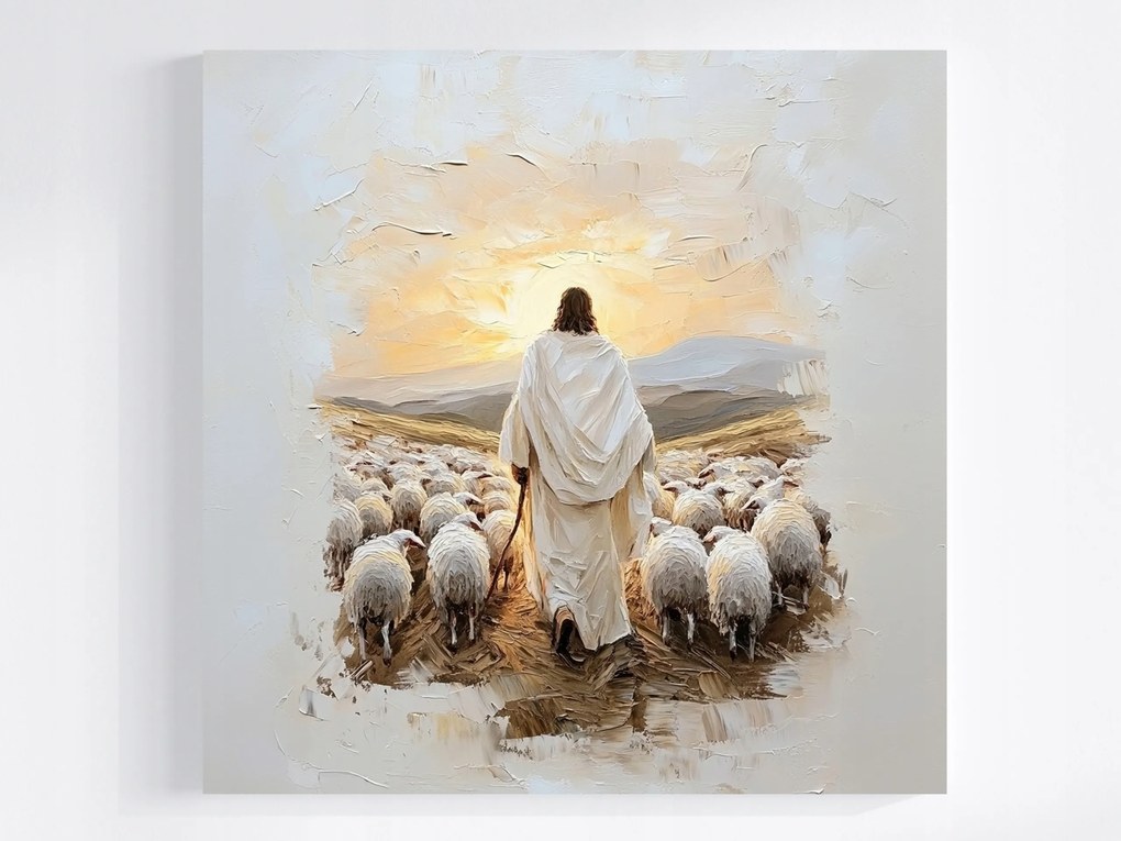 Vászonkép Canvas Vallás Jézus Krisztus Juhok Pásztor 80x80