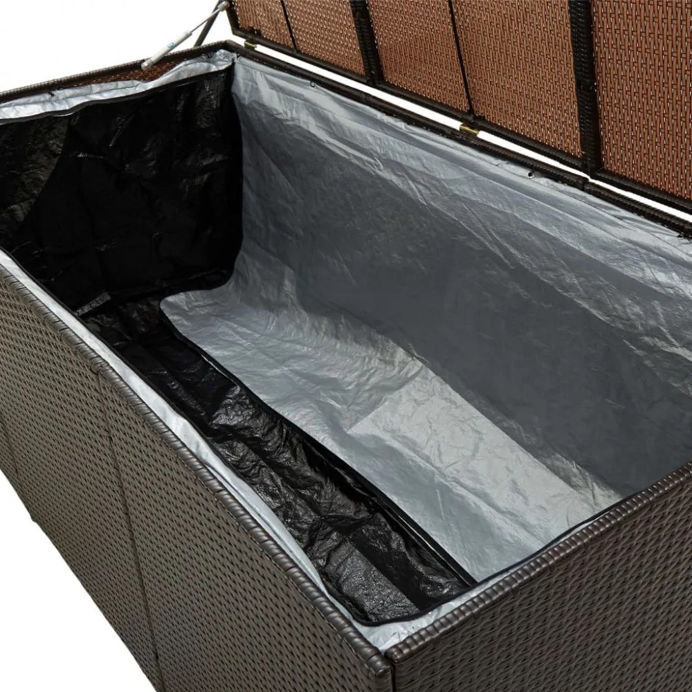 barna polyrattan kerti tárolóláda 180 x 90 x 70 cm