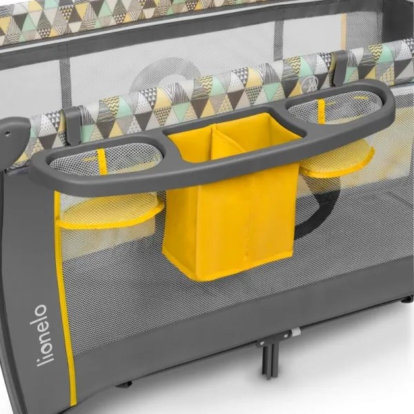 Lionelo - SVEN PLUS utazóágy, szürke/sárga