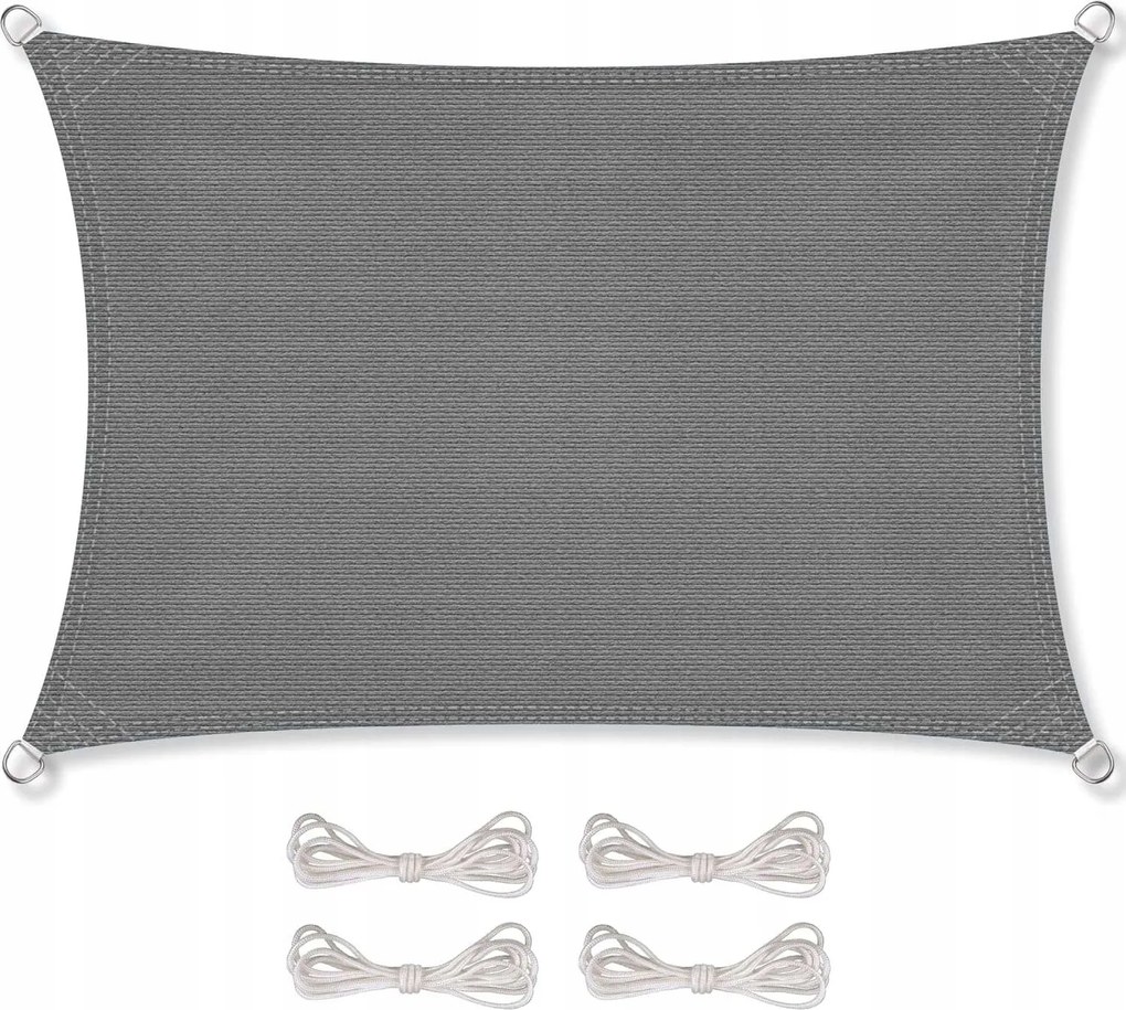 Pvc kerti napvitorla vízálló téglalap alakú szürke 2x3m