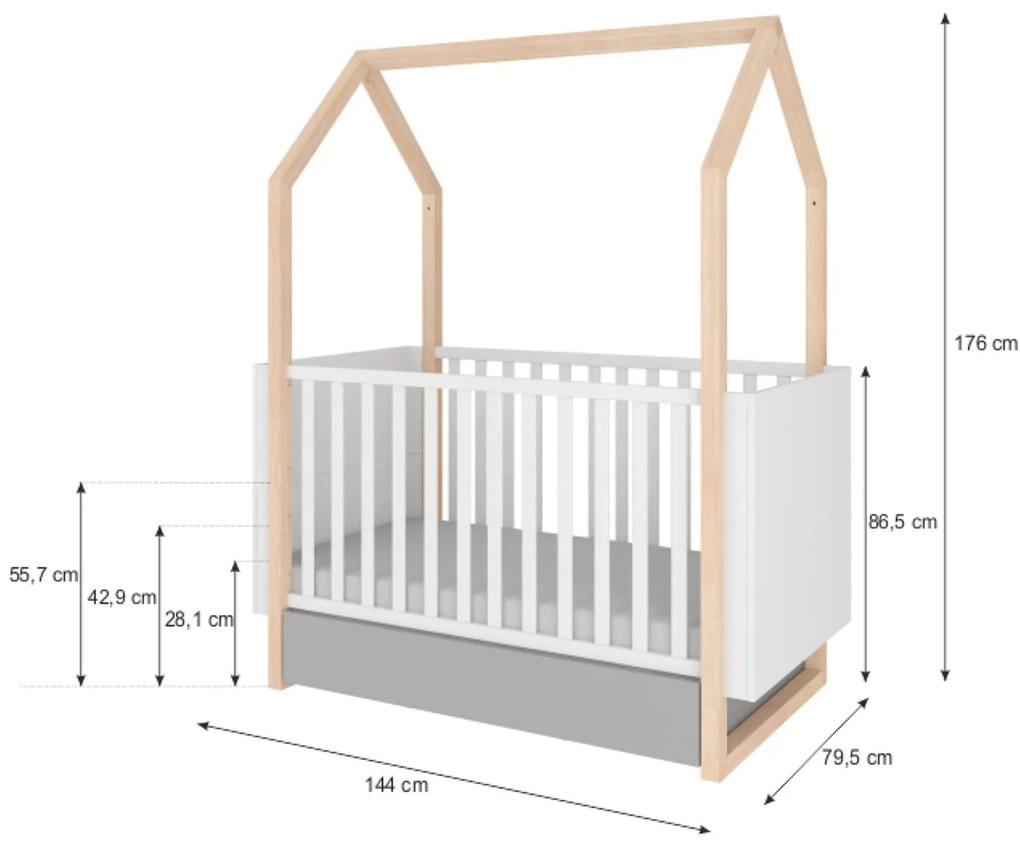 Gyerekágy PINETTE 70 x 140 cm