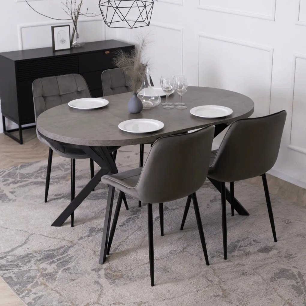 Stół LUGO Rozkładany 90-190 cm Beton/Czarny