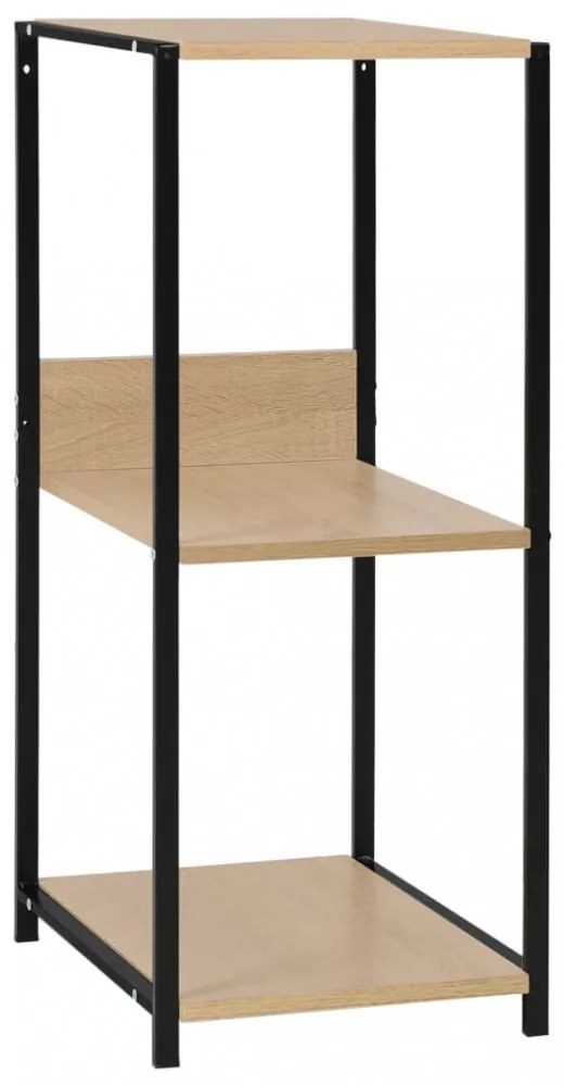 fekete és tölgyszínű szerelt fa könyvespolc 33,5x39,6x79,7 cm