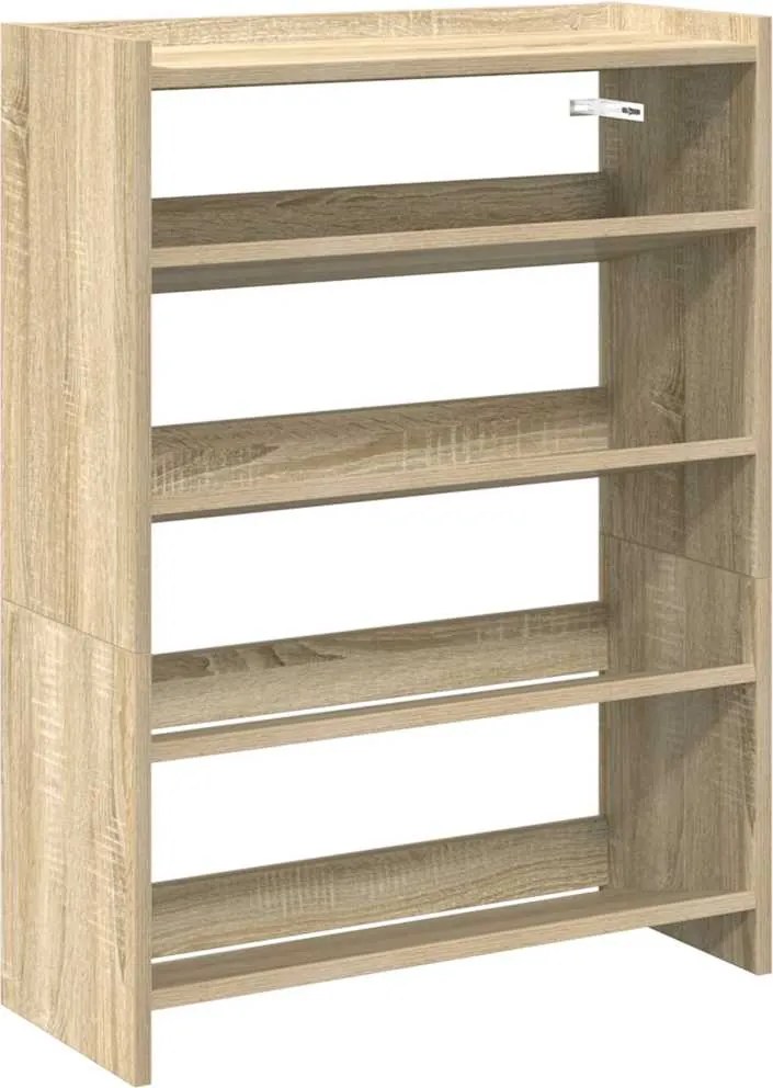 vidaXL sonoma tölgy színű szerelt fa cipőtartó 60x25x81 cm