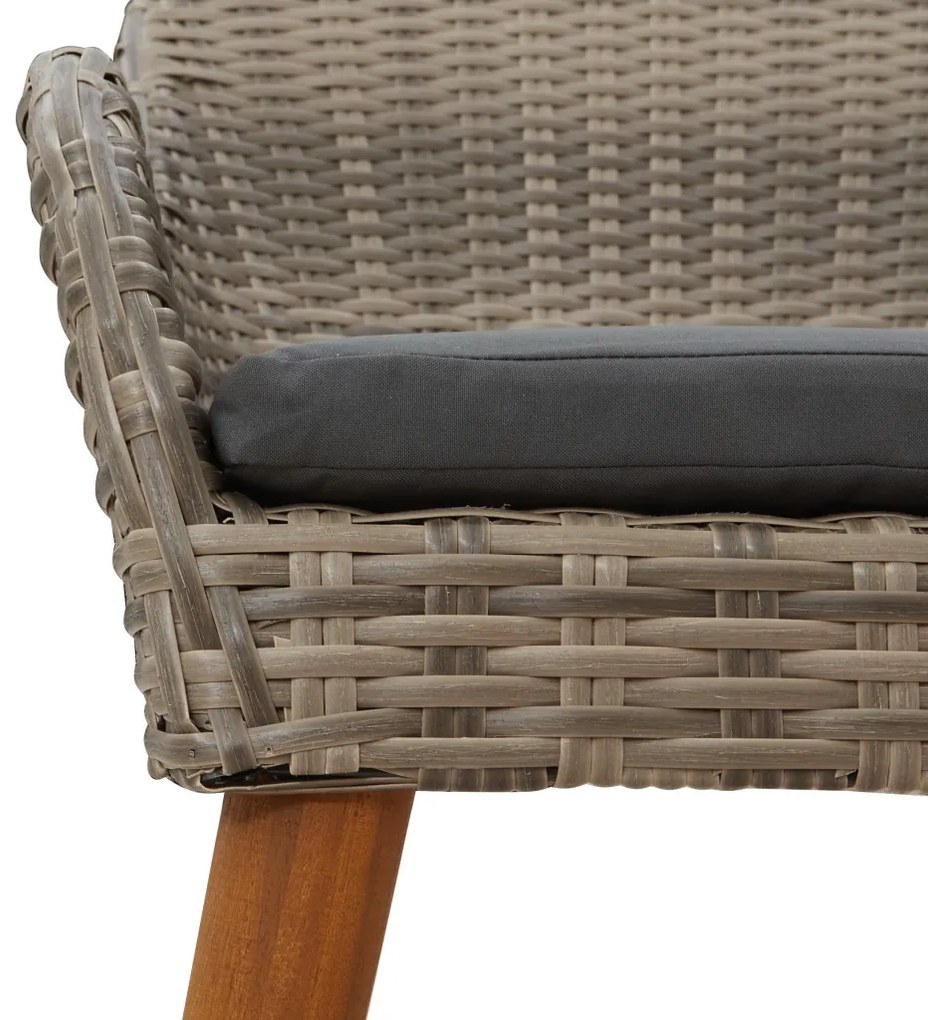 Kerti székek párnákkal 2 db Fekete Polyrattan