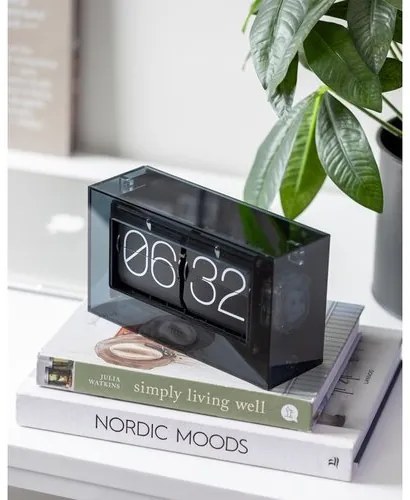 Karlsson 5976BK Design fali/asztali billenő óra, fekete, 21 cm