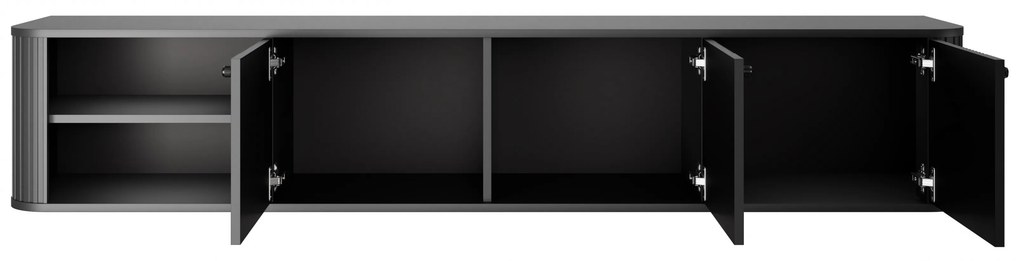 Vesper fali háromajtós TV szekrény 187 cm - fekete / fekete fogantyúk