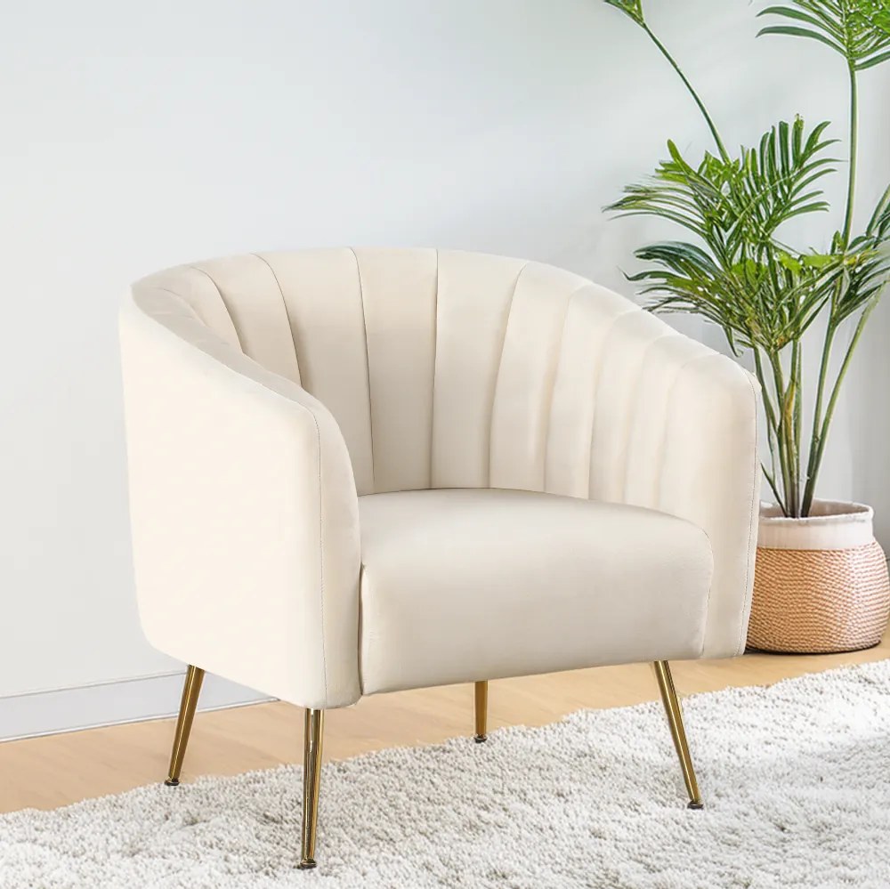 Design fotel, bézs Velvet szövet/gold króm-arany, BAGY